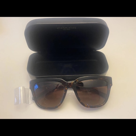 NWT COACH Tortoise Glitter Signature C Sunglasses HC8262 Brown - Picture 3 of 12